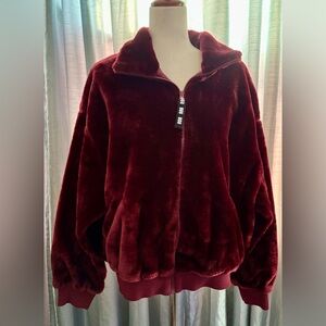 UGG Women's Deep Red Teddy Jacket LARGE NWT